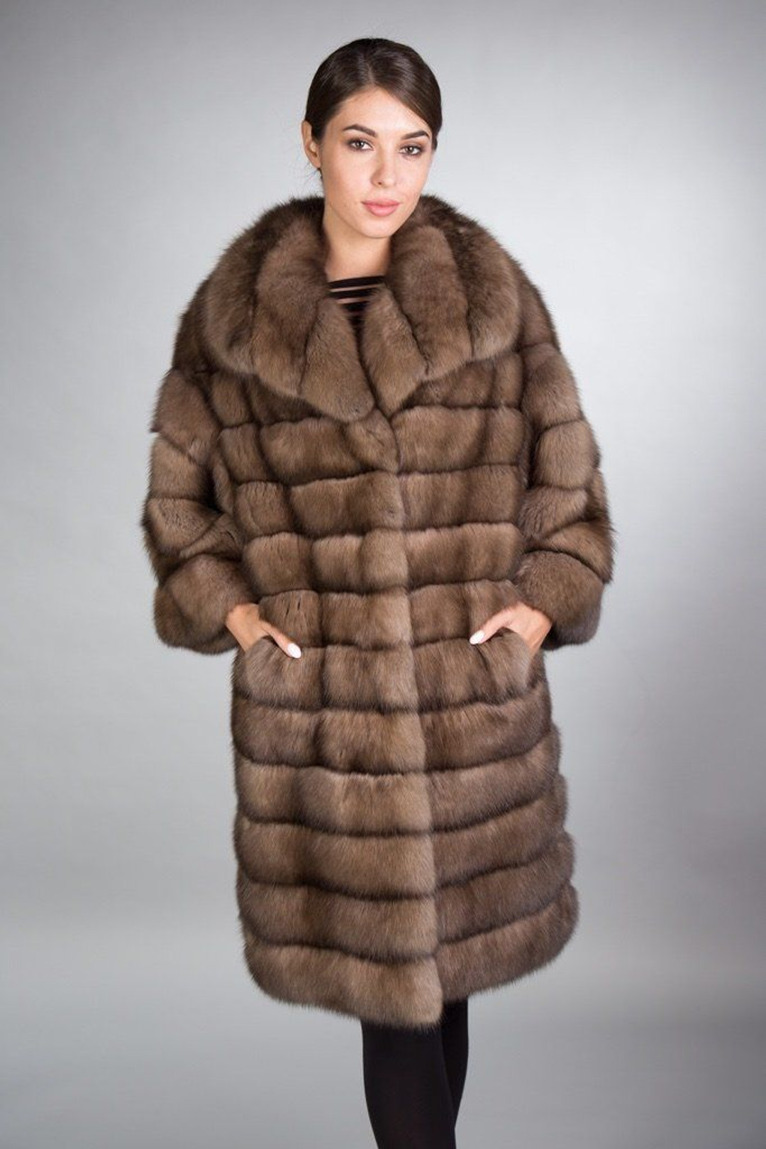 Knee Length Sable Fur Coat Sylvia