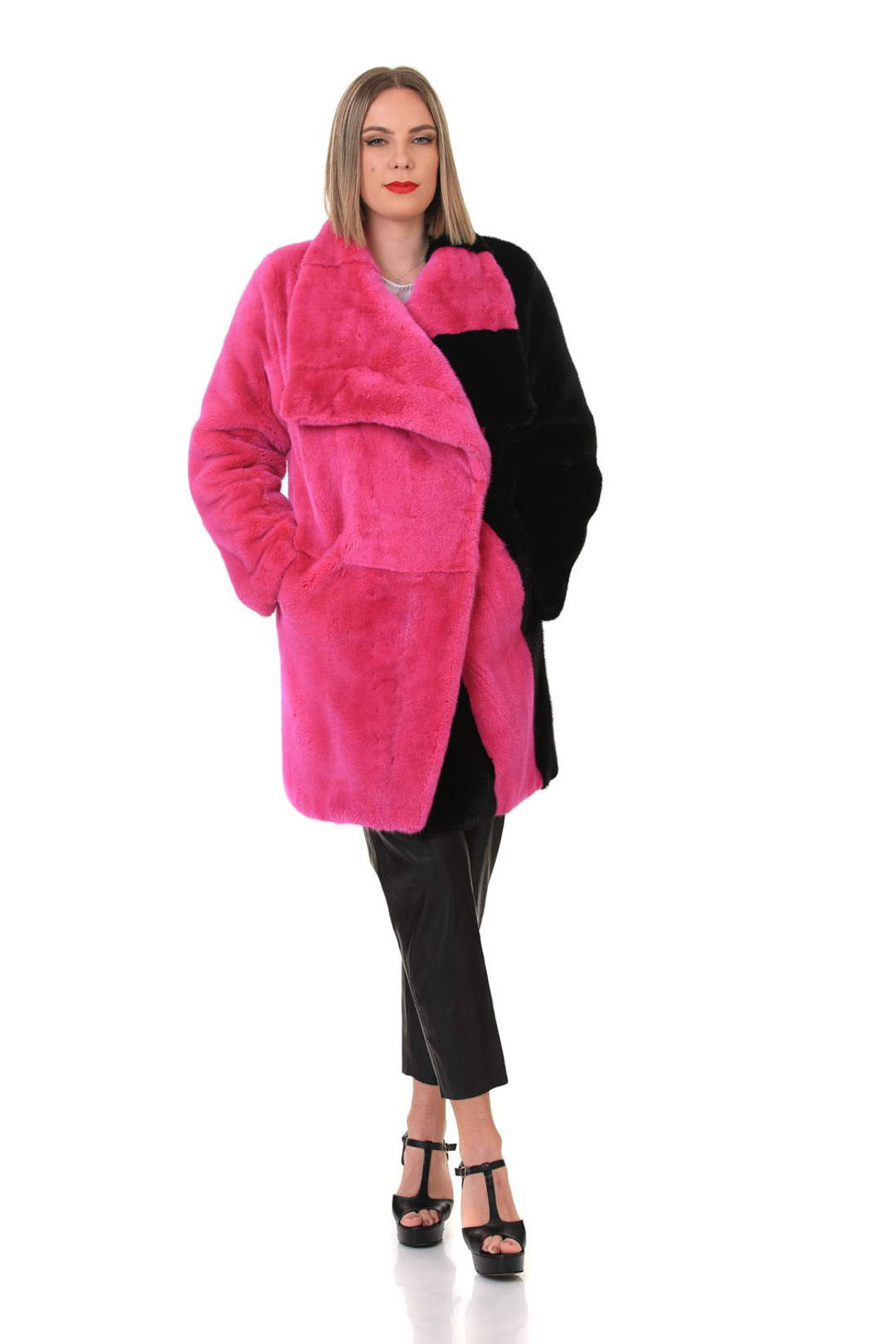 Pink Black Mink Fur Coat Pink Black Mink Fur Coat