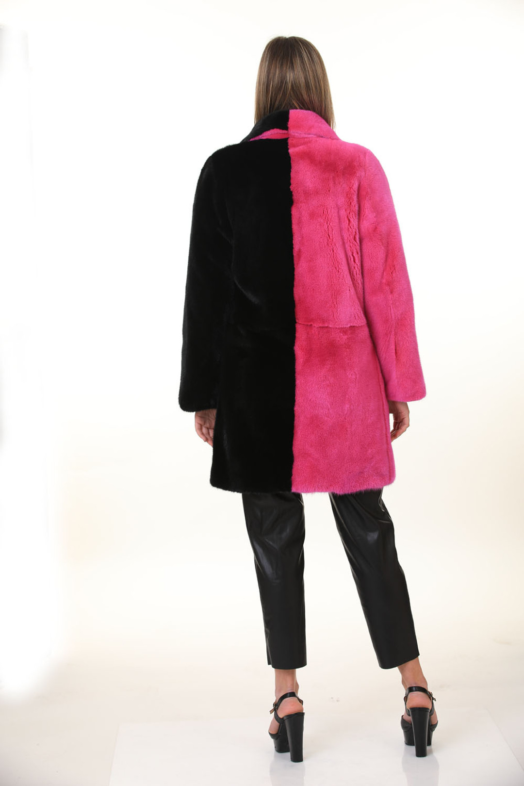 Pink Black Mink Fur Coat Pink Black Mink Fur Coat