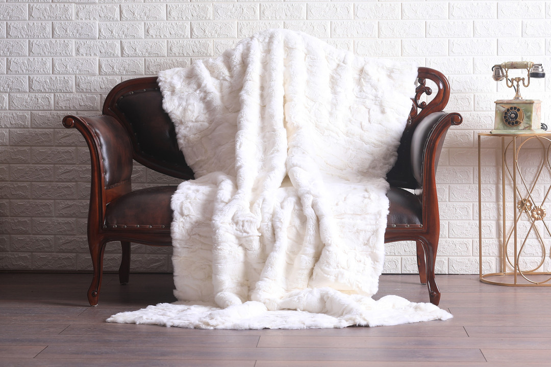 White  Rex  Fur Fur Blanket Throw White  Rex  Fur Fur Blanket Throw