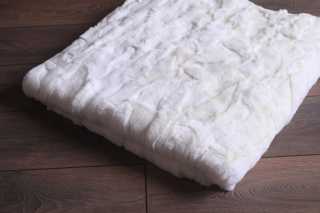 White  Rex  Fur Fur Blanket Throw White  Rex  Fur Fur Blanket Throw