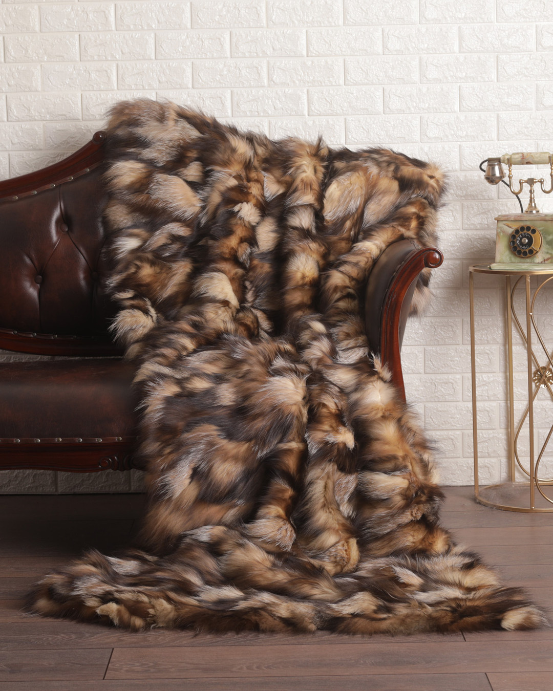 Beige Brown Crystal  Fox Fur Fur Blanket Throw Cover Beige Brown Crystal  Fox Fur Fur Blanket Throw Cover
