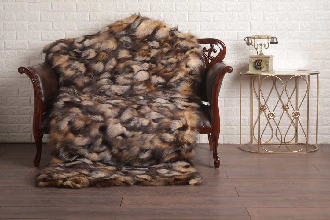 Beige Brown Crystal  Fox Fur Fur Blanket Throw Cover Beige Brown Crystal  Fox Fur Fur Blanket Throw Cover