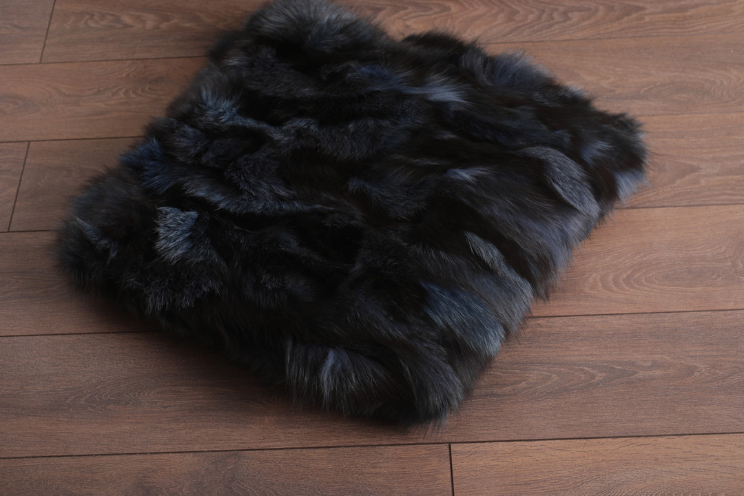 Blue  Black Fox Fur Fur Blanket Throw Cover Blue  Black Fox Fur Fur Blanket Throw Cover