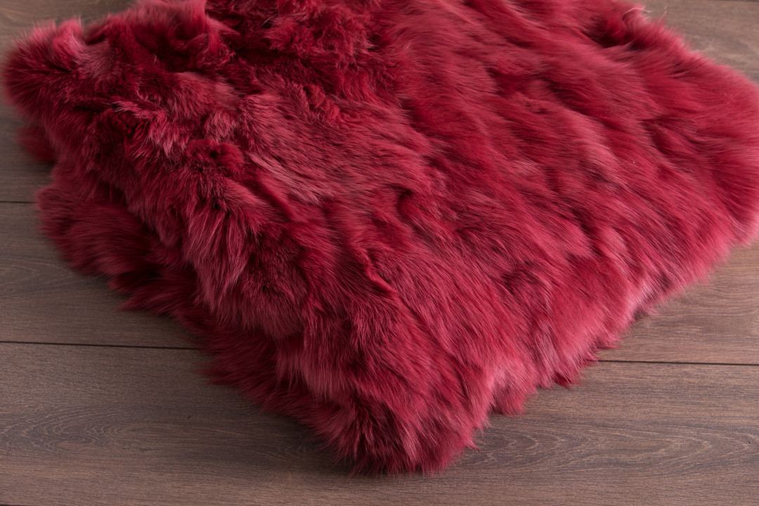 Burgundy Fox  Fur Fur Blanket Throw Cover Burgundy Fox  Fur Fur Blanket Throw Cover