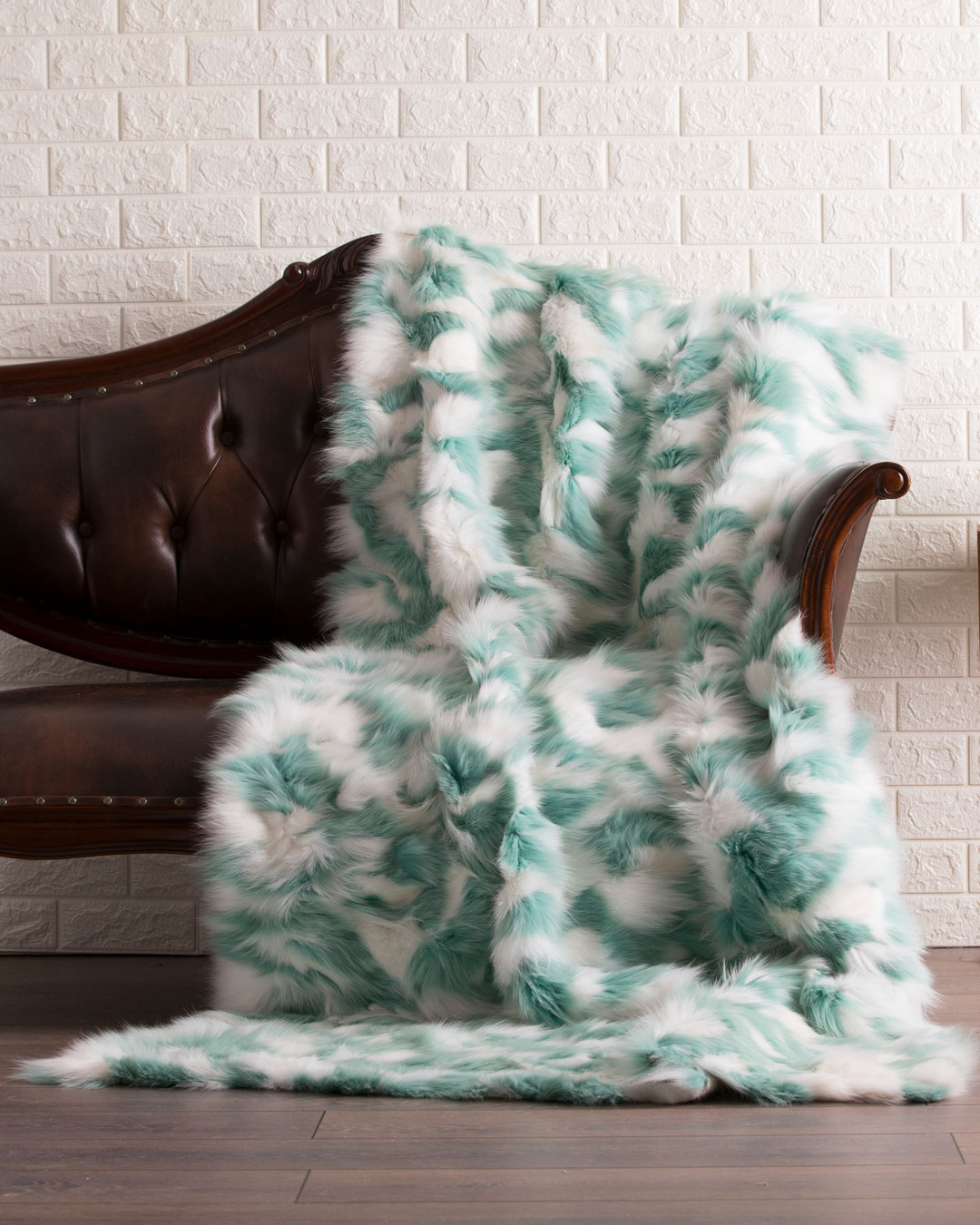 Turquoise  White Fox  Fur Fur Blanket Throw Cover Turquoise  White Fox  Fur Fur Blanket Throw Cover