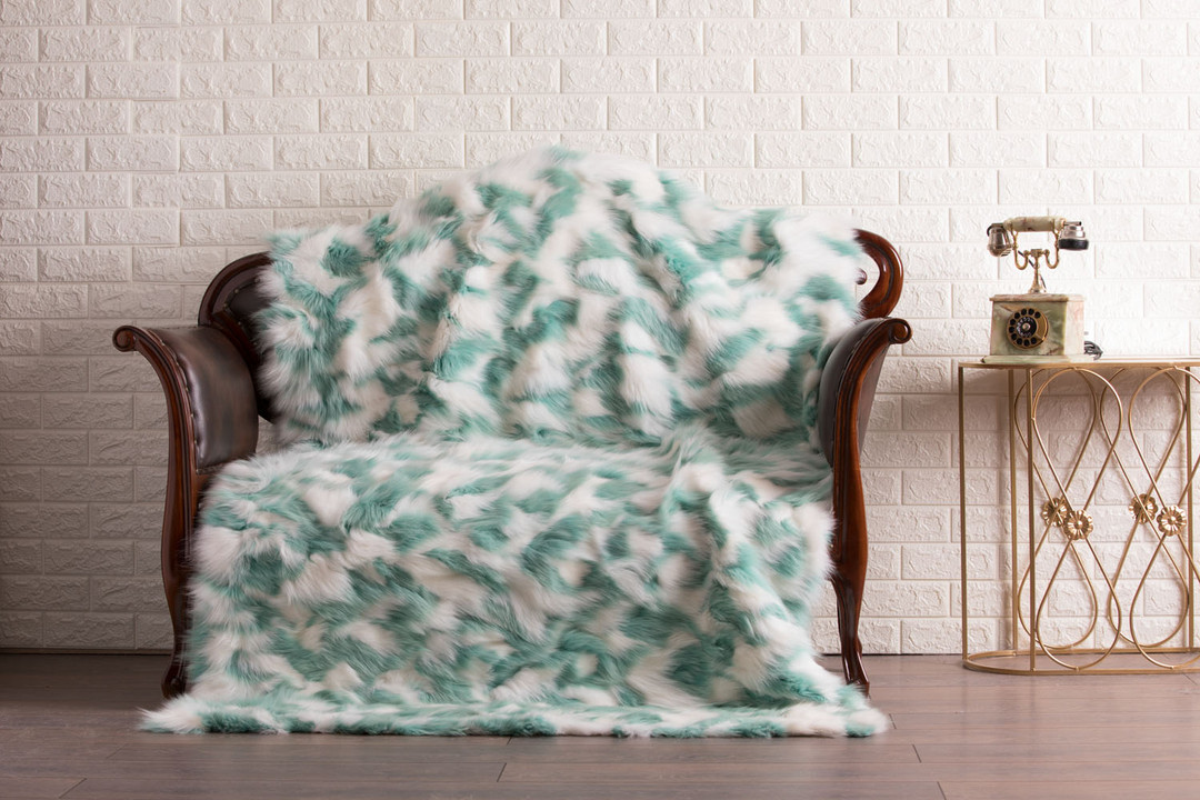 Turquoise  White Fox  Fur Fur Blanket Throw Cover Turquoise  White Fox  Fur Fur Blanket Throw Cover