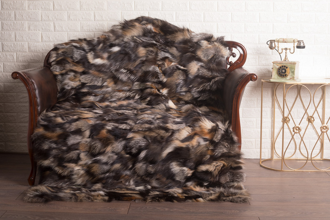 Crystal Silver Fox  Fur Fur Blanket Throw Cover Crystal Silver Fox  Fur Fur Blanket Throw Cover