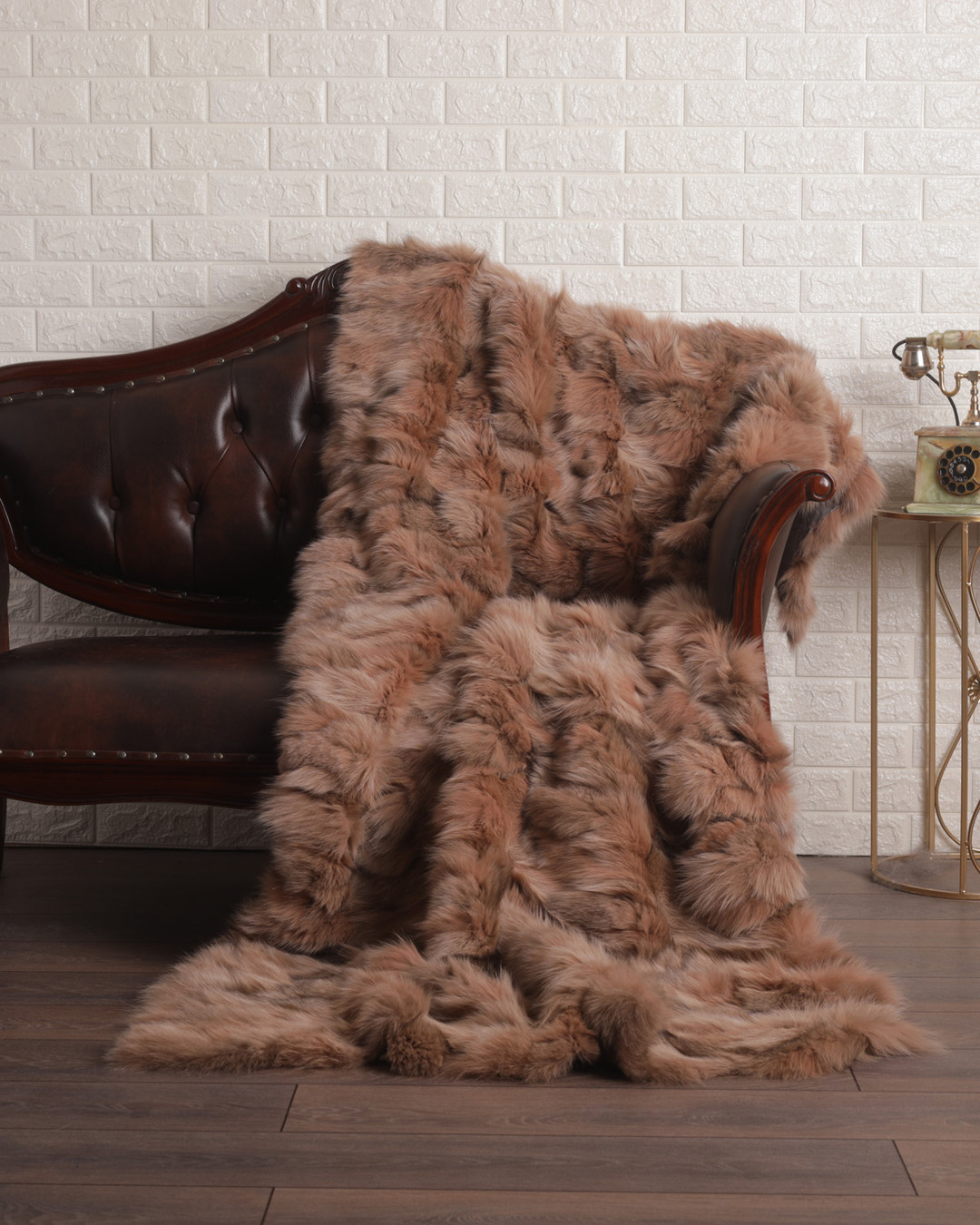 Dark Top Beige Fox  Fur Fur Blanket Throw Cover Dark Top Beige Fox  Fur Fur Blanket Throw Cover