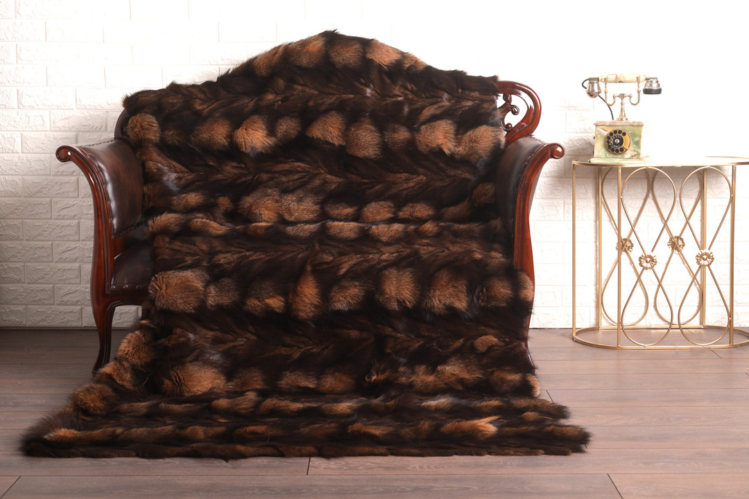 Dual Tone Brown  Fox  Fur Fur Blanket Throw Cover Dual Tone Brown  Fox  Fur Fur Blanket Throw Cover