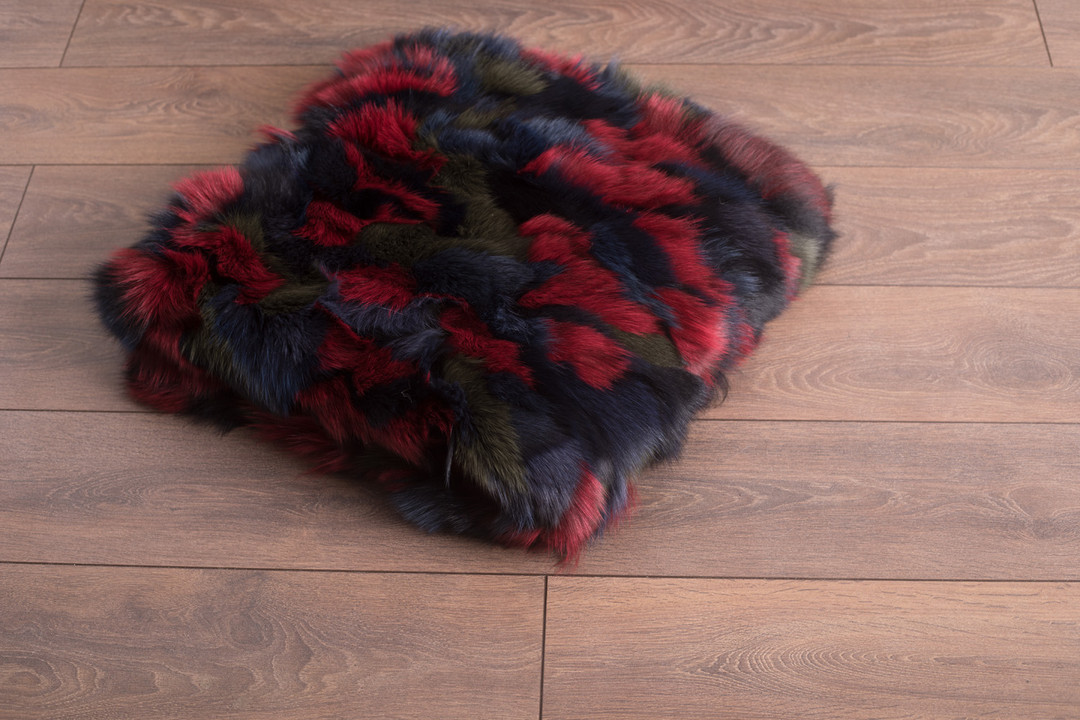 Blue Red Green Fox  Fur Fur Blanket Throw Cover Blue Red Green Fox  Fur Fur Blanket Throw Cover