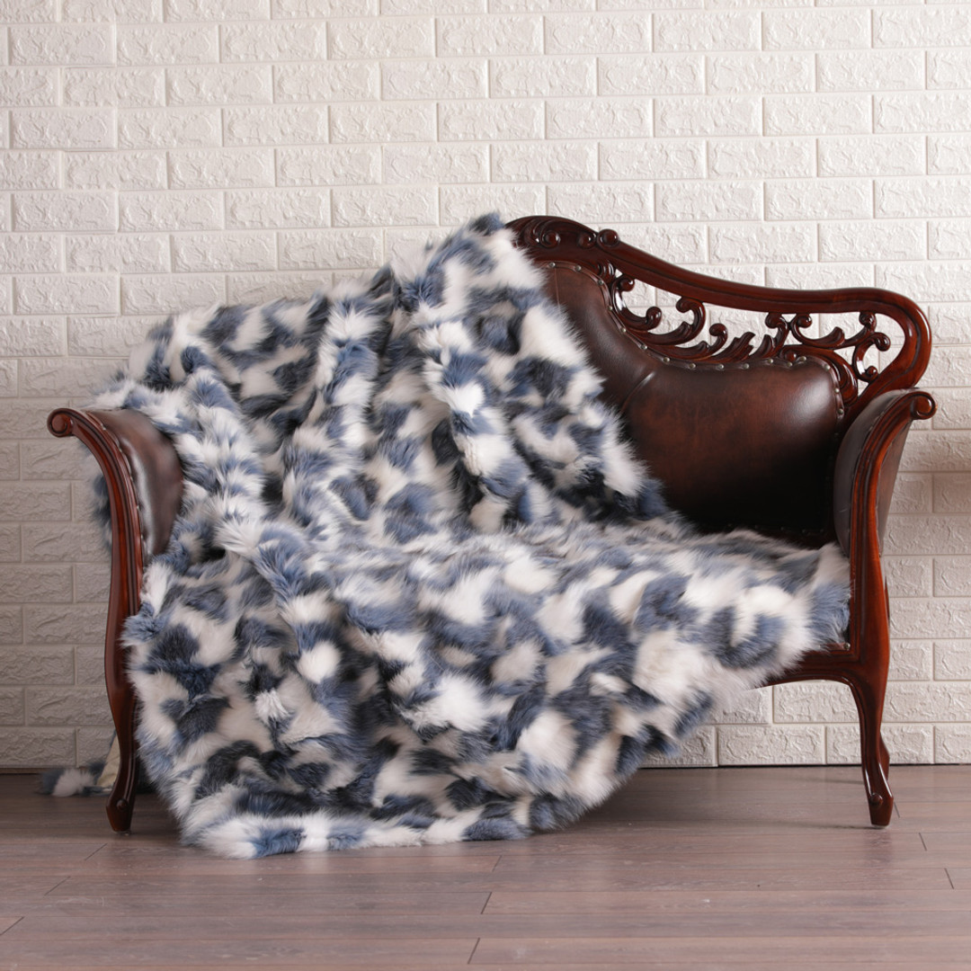 Blue Jean White  Fox  Fur Fur Blanket Throw Cover Blue Jean White  Fox  Fur Fur Blanket Throw Cover