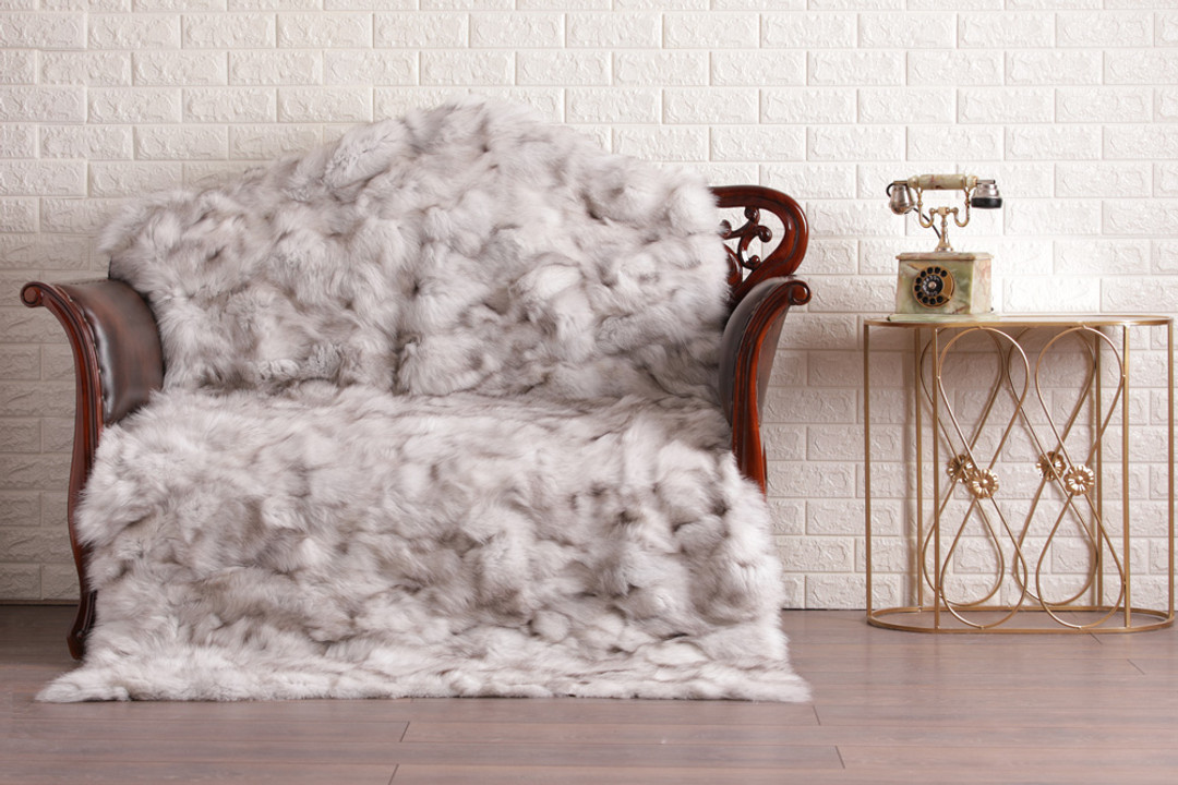 Blue Fox  Fur Fur Blanket Throw Cover hermes Blue Fox  Fur Fur Blanket Throw Cover hermes