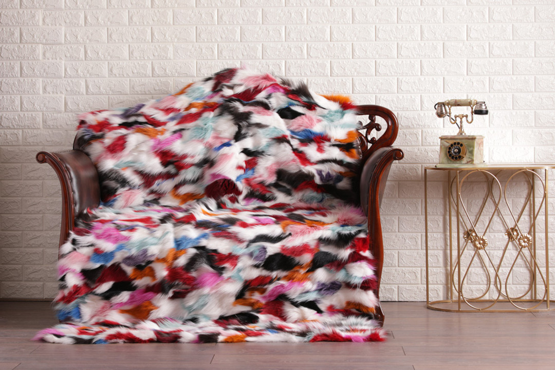 Multicolor  Fox  Fur Fur Blanket Throw Cover Multicolor  Fox  Fur Fur Blanket Throw Cover