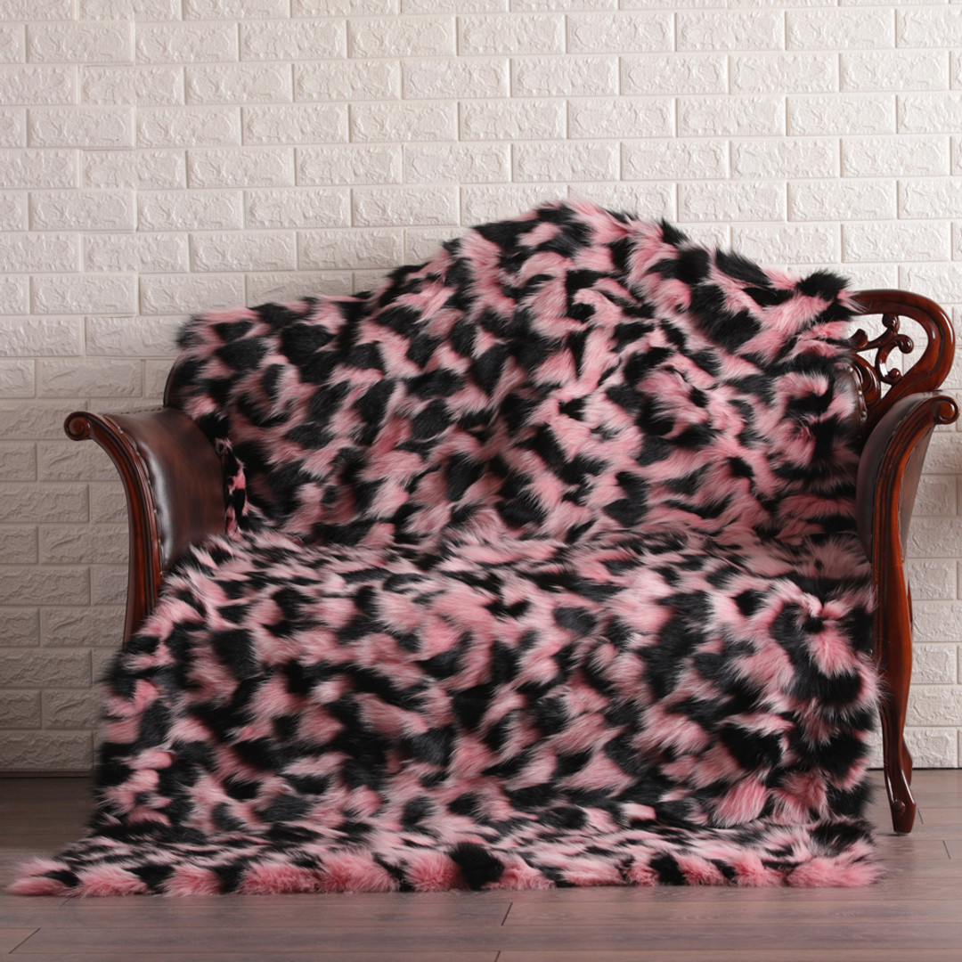 Pink And Black Fox  Fur Fur Blanket Throw Cover Pink And Black Fox  Fur Fur Blanket Throw Cover