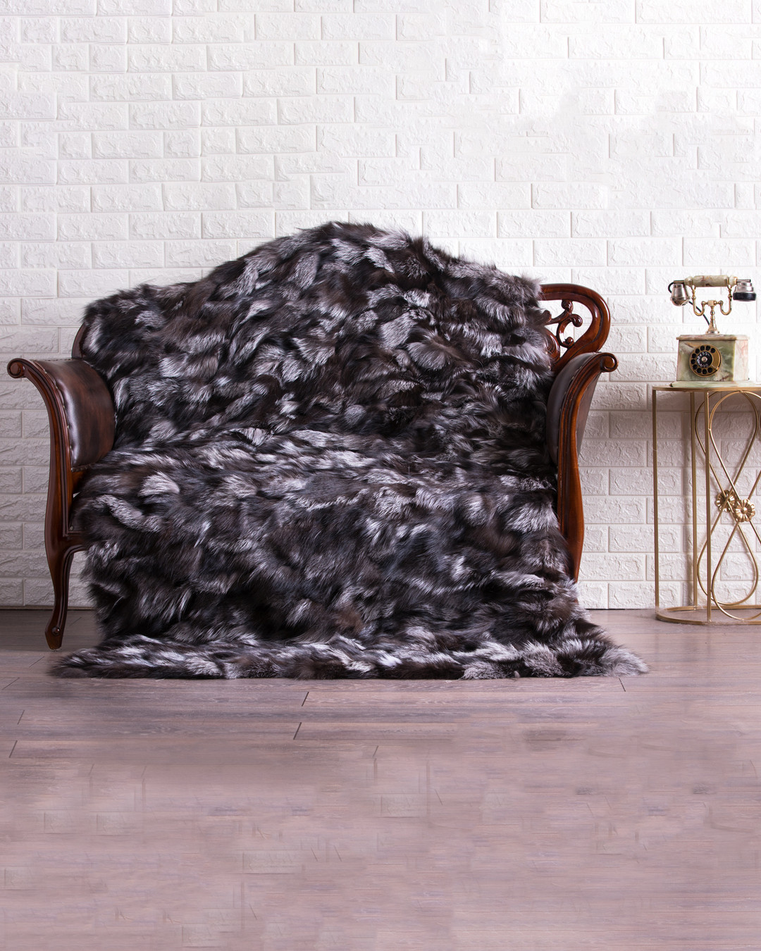 Silver Fox  Fur Fur Blanket Throw Cover Penya