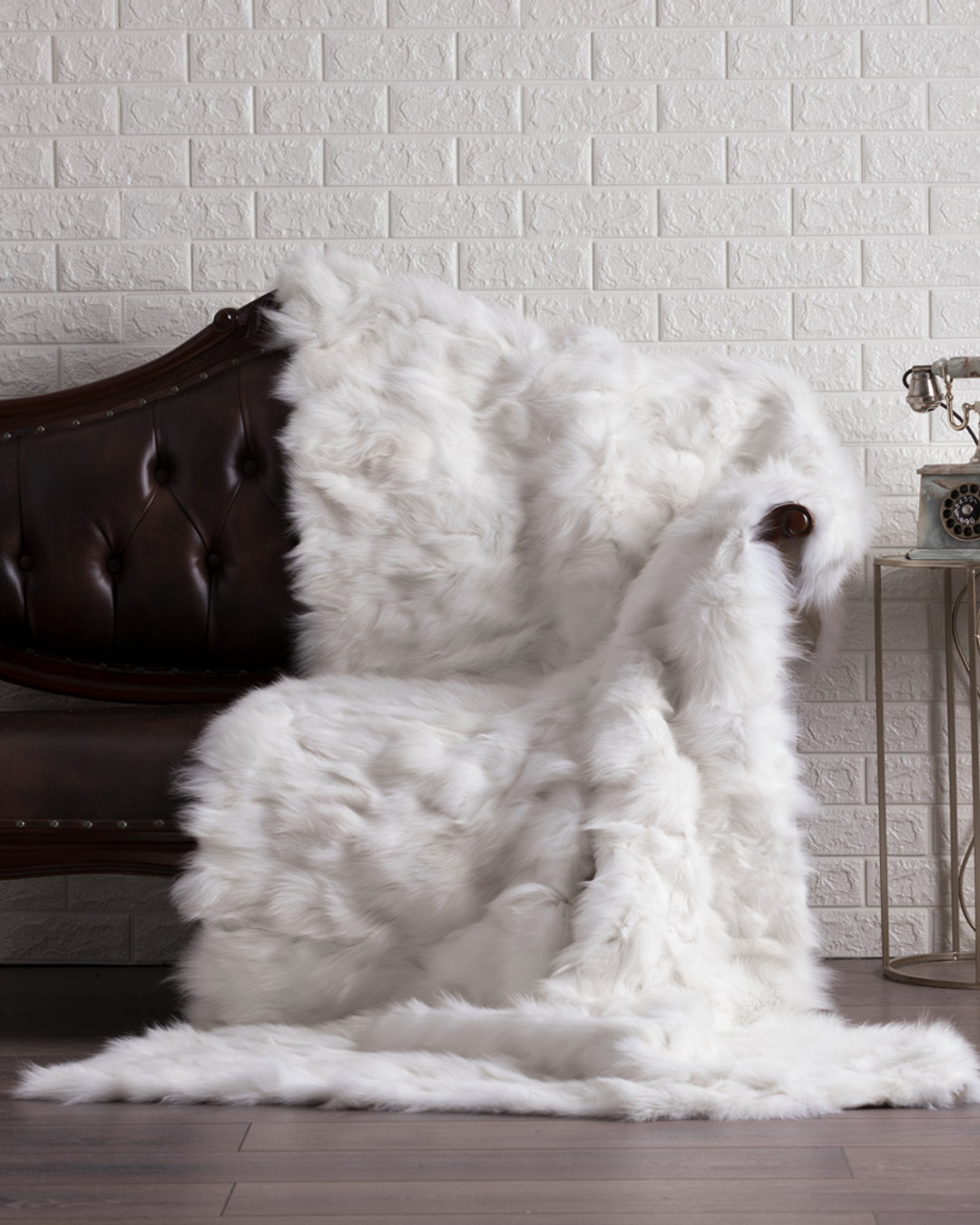 White Fox  Fur Fur Blanket Throw Cover Helena White Fox  Fur Fur Blanket Throw Cover Helena