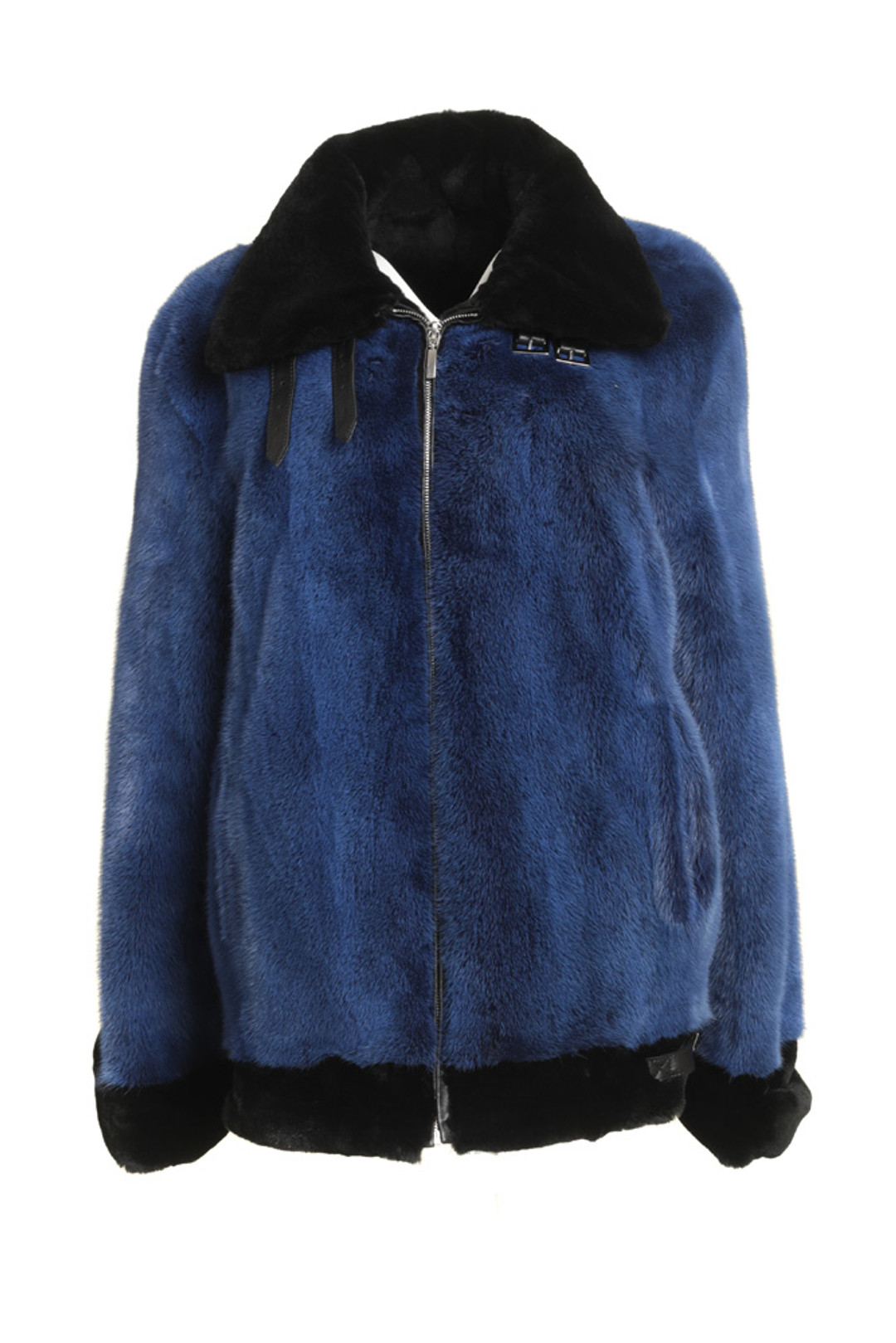 Blue  Hooded Mink Fur Coat Blue  Hooded Mink Fur Coat