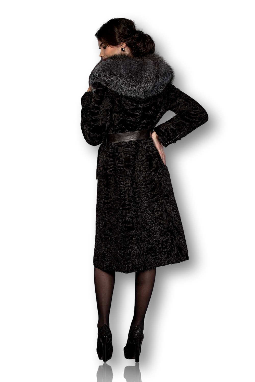 Black Persian Lamb Fur Coat Juliet| SKANDINAVIK FUR