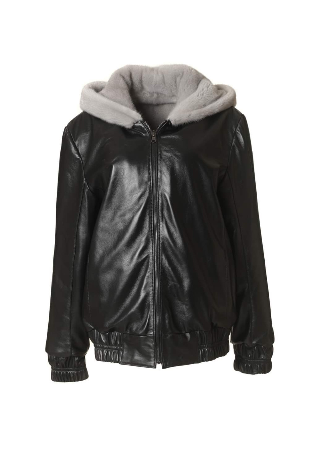 Reversible Hooded Mink  Leather  Bomber Jacket Reversible Hooded Mink  Leather  Bomber Jacket