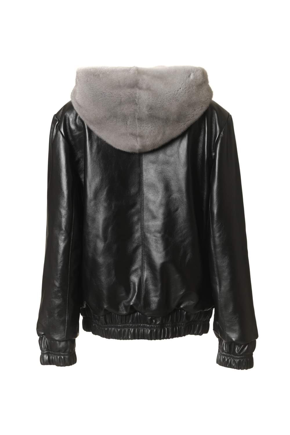 Reversible Hooded Chinchilla Leather Bomber Jacket | SKANDINAVIK FUR