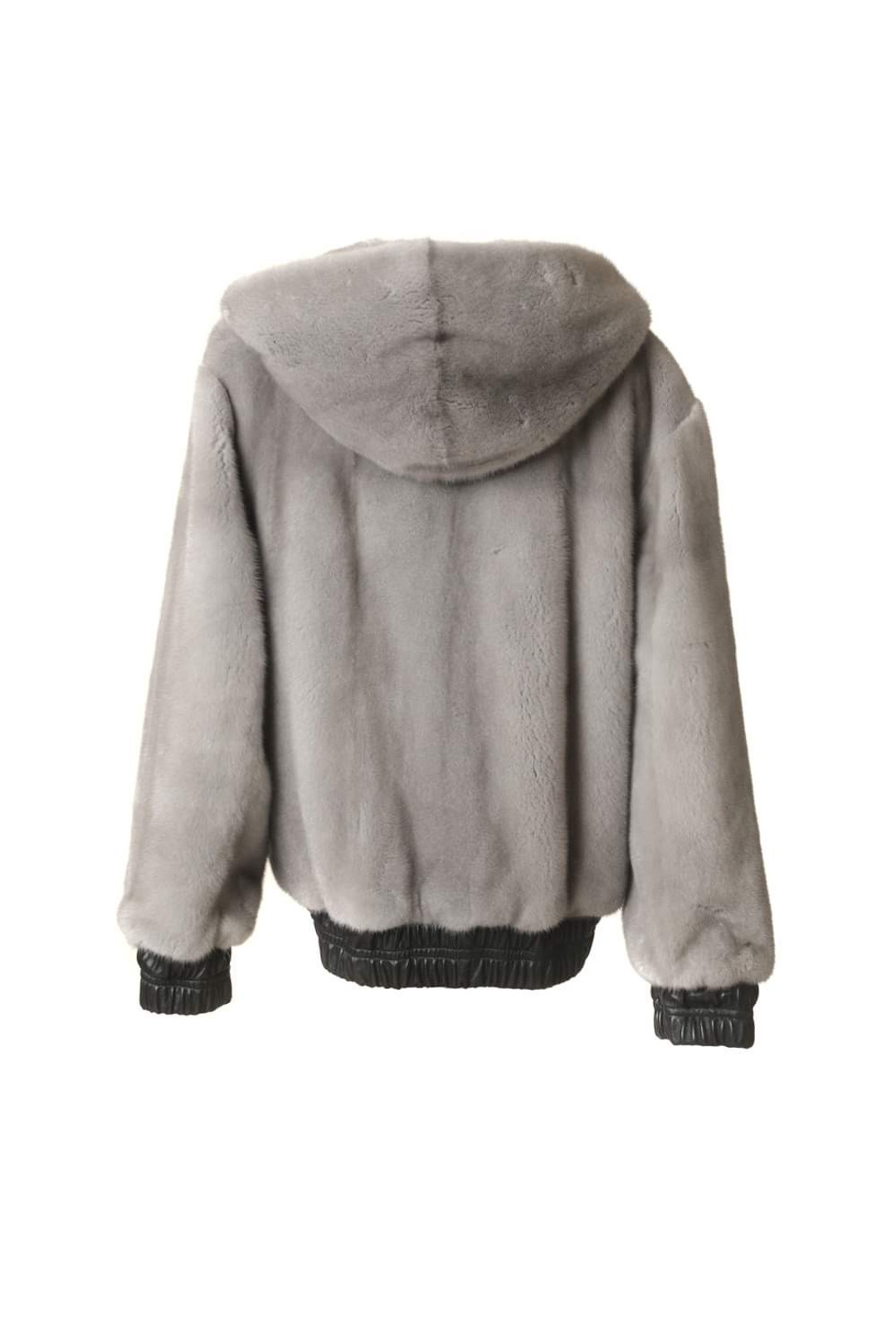 Reversible Hooded Mink  Leather  Bomber Jacket
