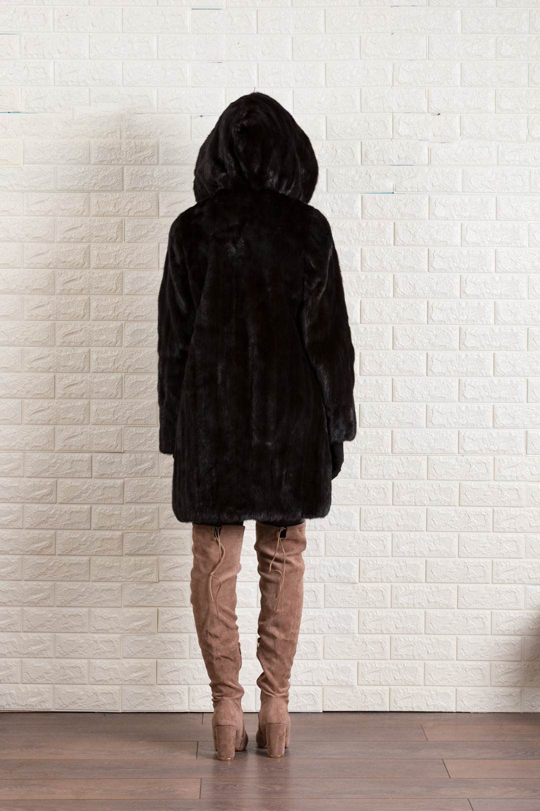 Mahogany Hooded  Fully Let out Mink Fur Coat