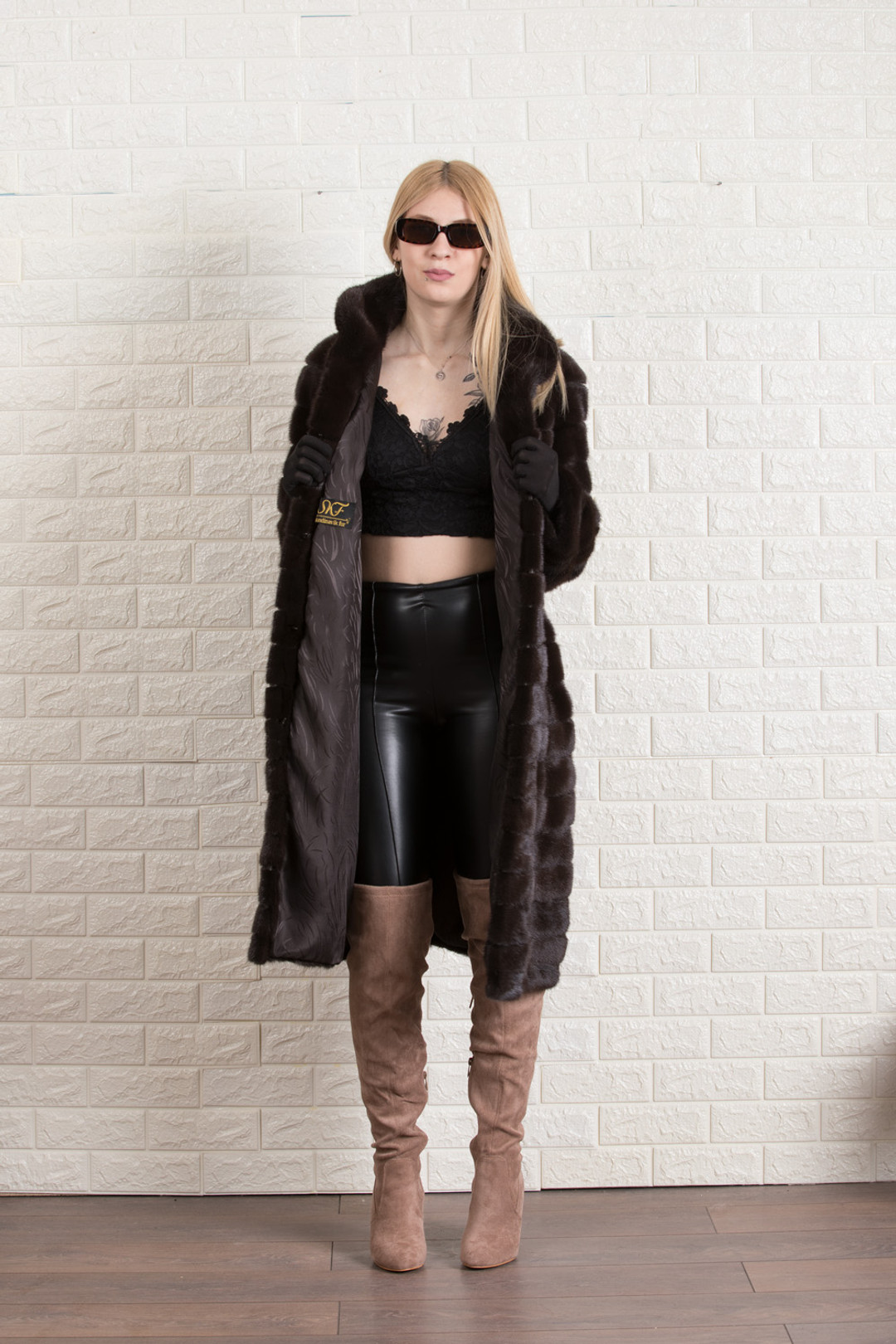 Mahogany Mink Fur Coat Knee Length XS S M L XL Mahogany Mink Fur Coat Knee Length XS S M L XL