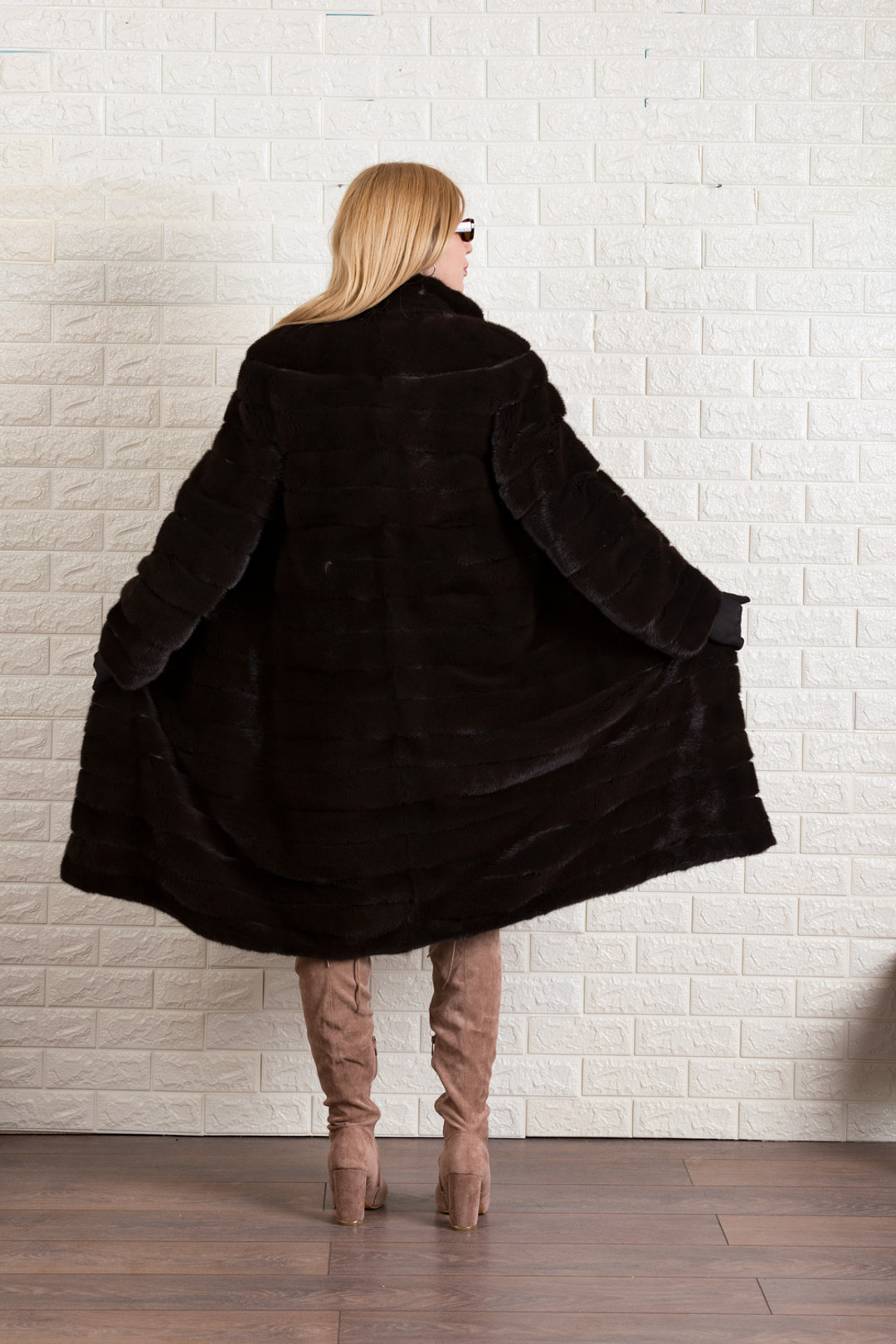 Mahogany Mink Fur Coat Knee Length XS S M L XL Mahogany Mink Fur Coat Knee Length XS S M L XL