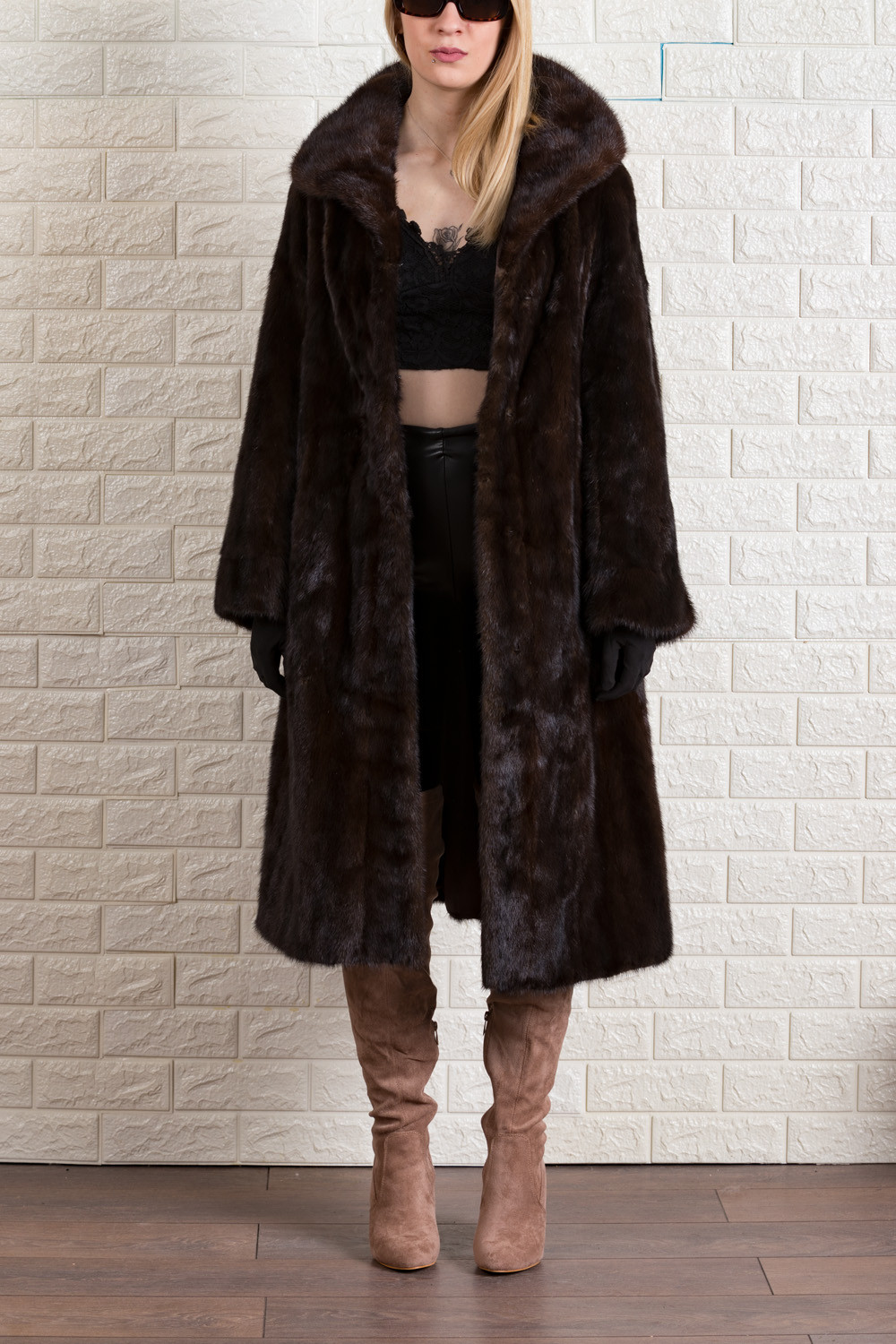 Mahogany Fully Let Out Mink Fur Coat 3/4 Length XS S M L XL