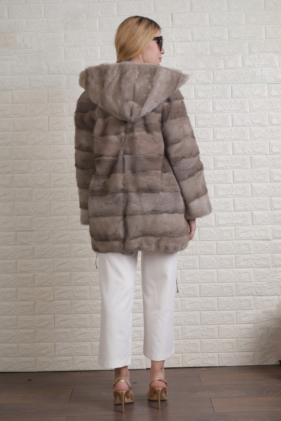 Beige Hoooded Mink Fur Coat Ciara Beige Hoooded Mink Fur Coat Ciara