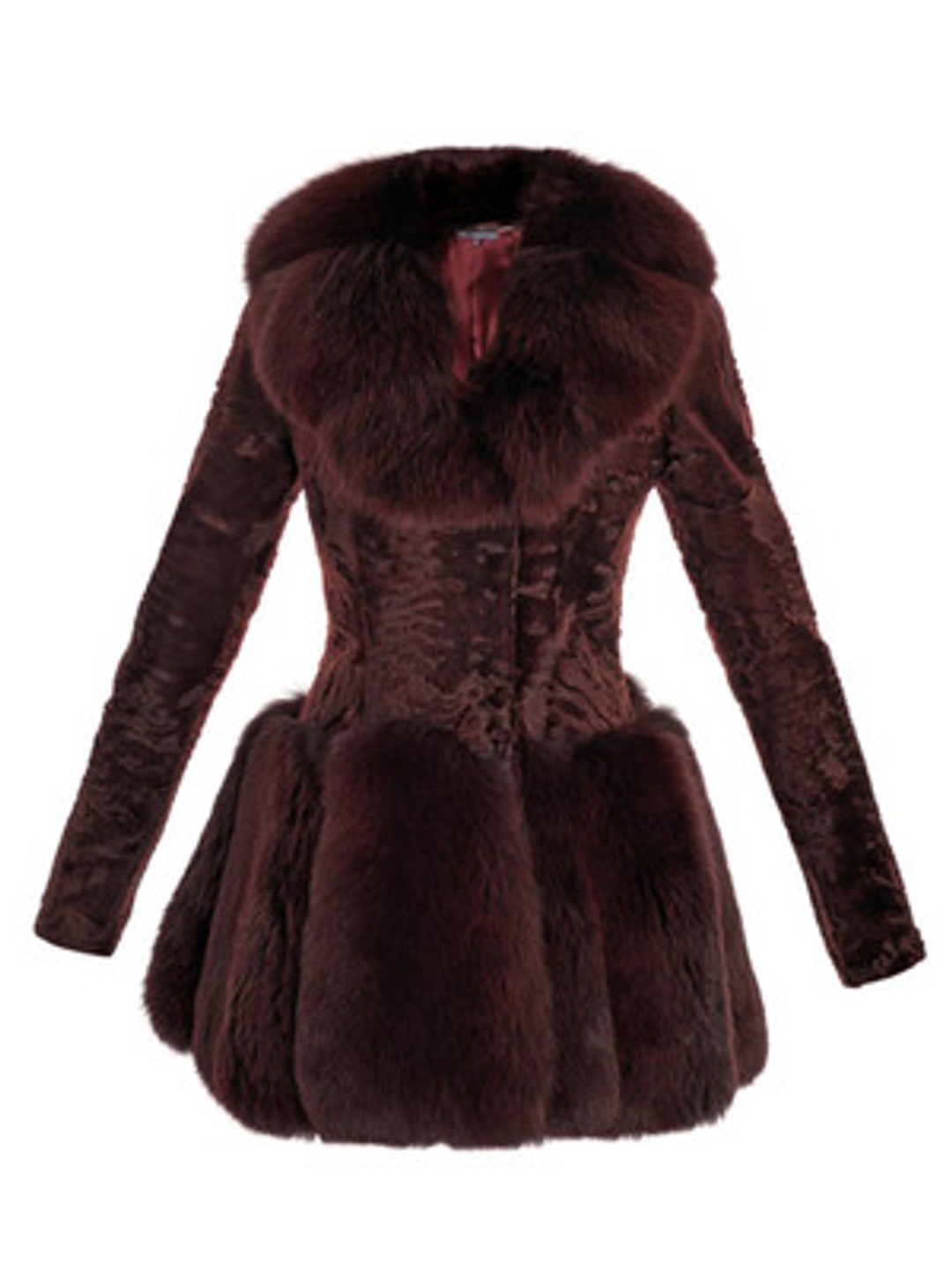 Designer Brown Ashtrakhan & Fox Fur Coat