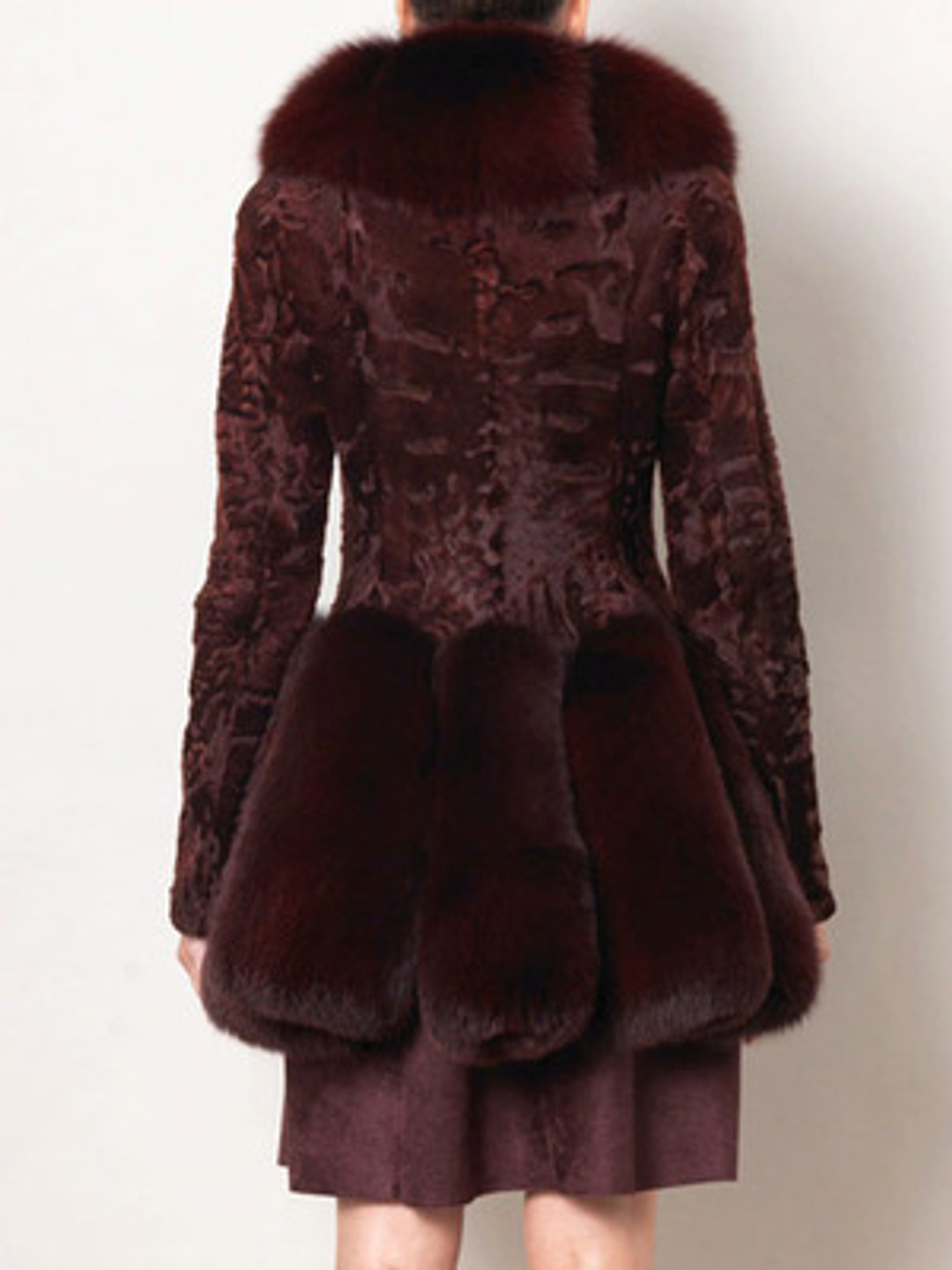 Designer Brown Ashtrakhan & Fox Fur Coat