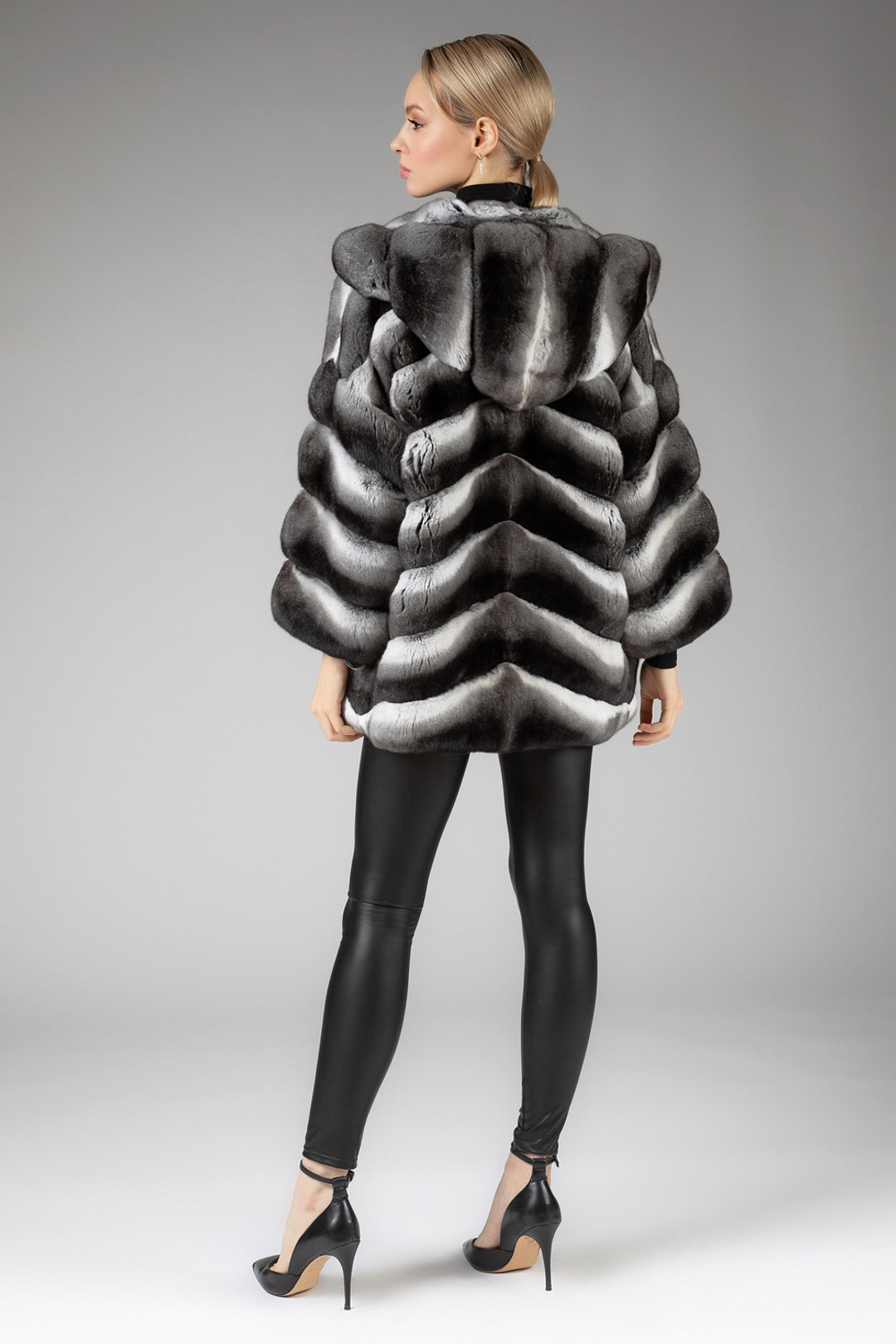 Hooded Chinchilla Fur Coat Freya