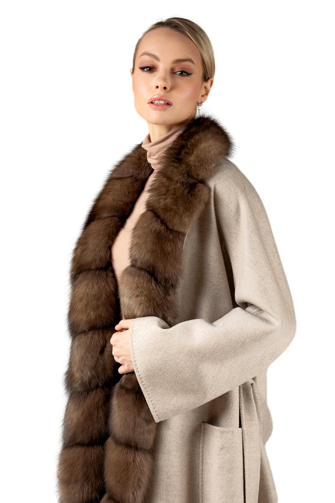 Beige Cashmere Coat Elle