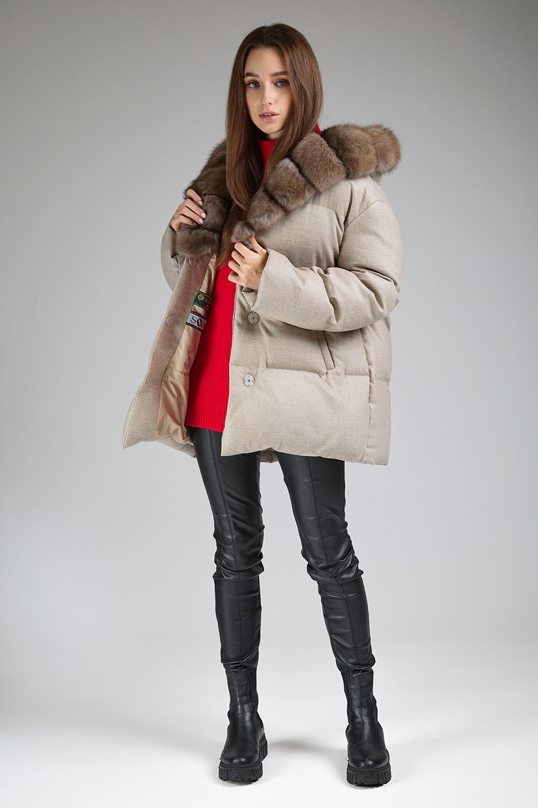 Down Coat Sable Fur Kiera