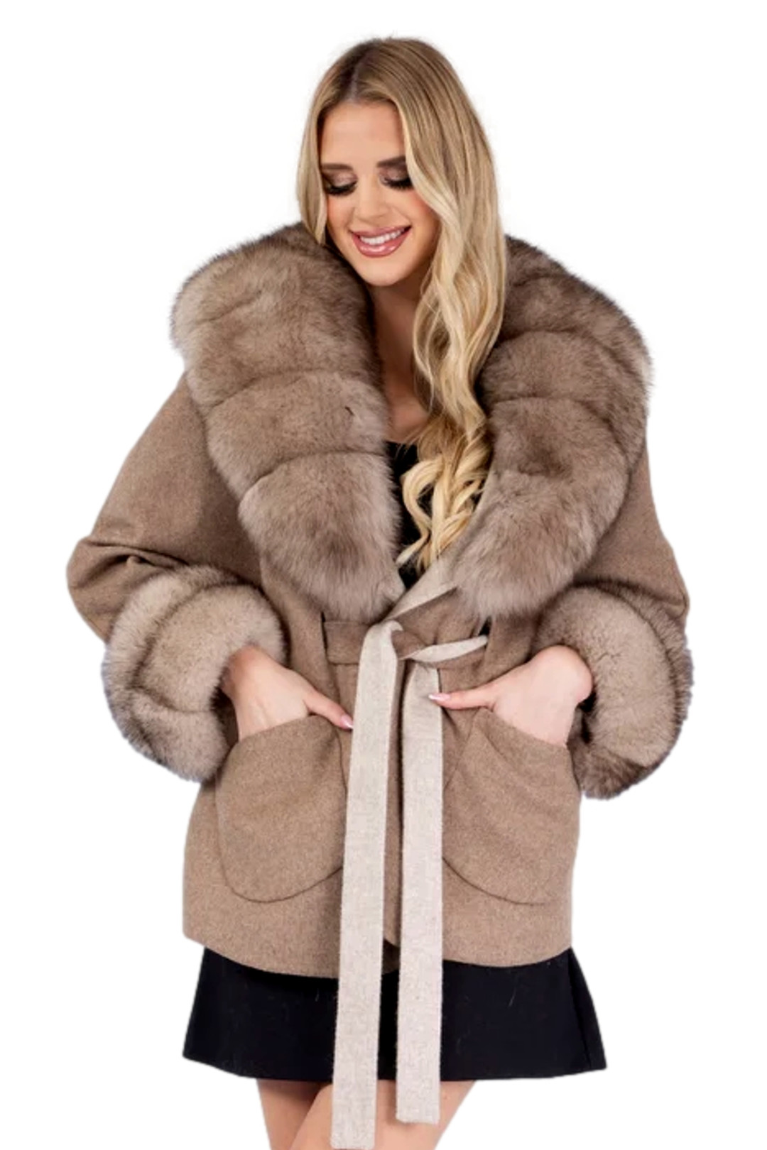 Cashmere Jacket  Fox Trim Angelique Cashmere Jacket  Fox Trim Angelique