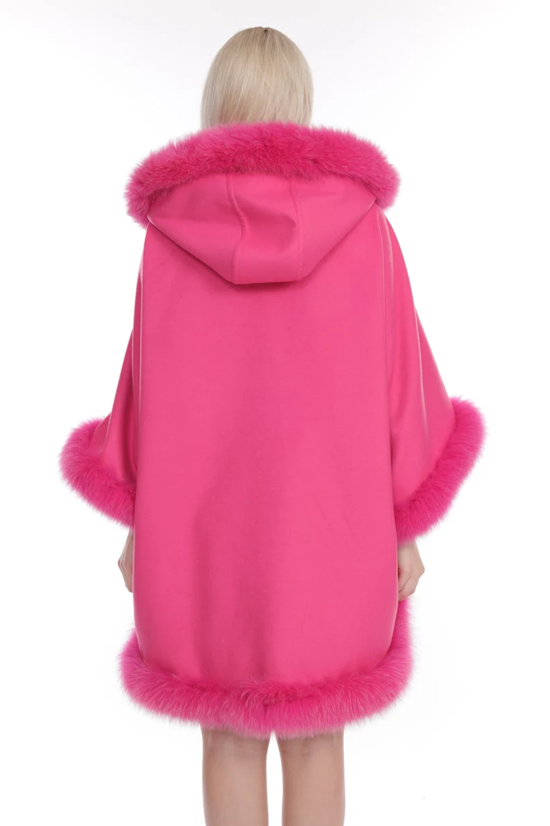 Pink Cashmere Cape Fox Trim Gianna Pink Cashmere Cape Fox Trim Gianna