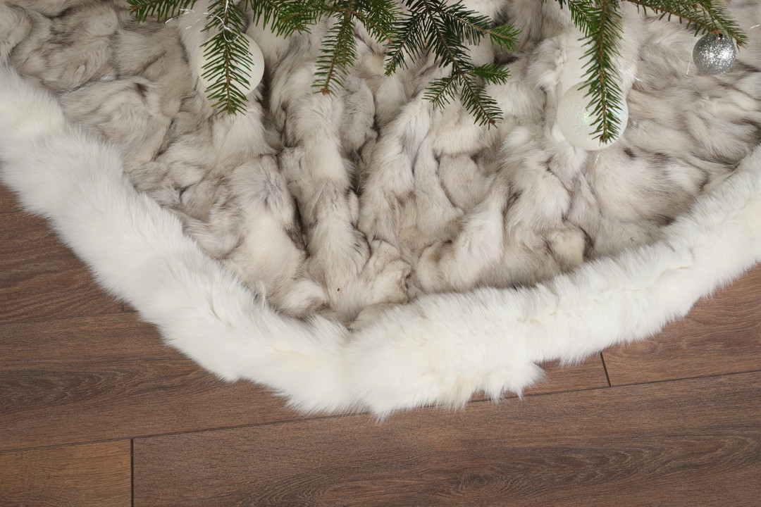Blue Fox  Fur Christmas Tree Skirt
