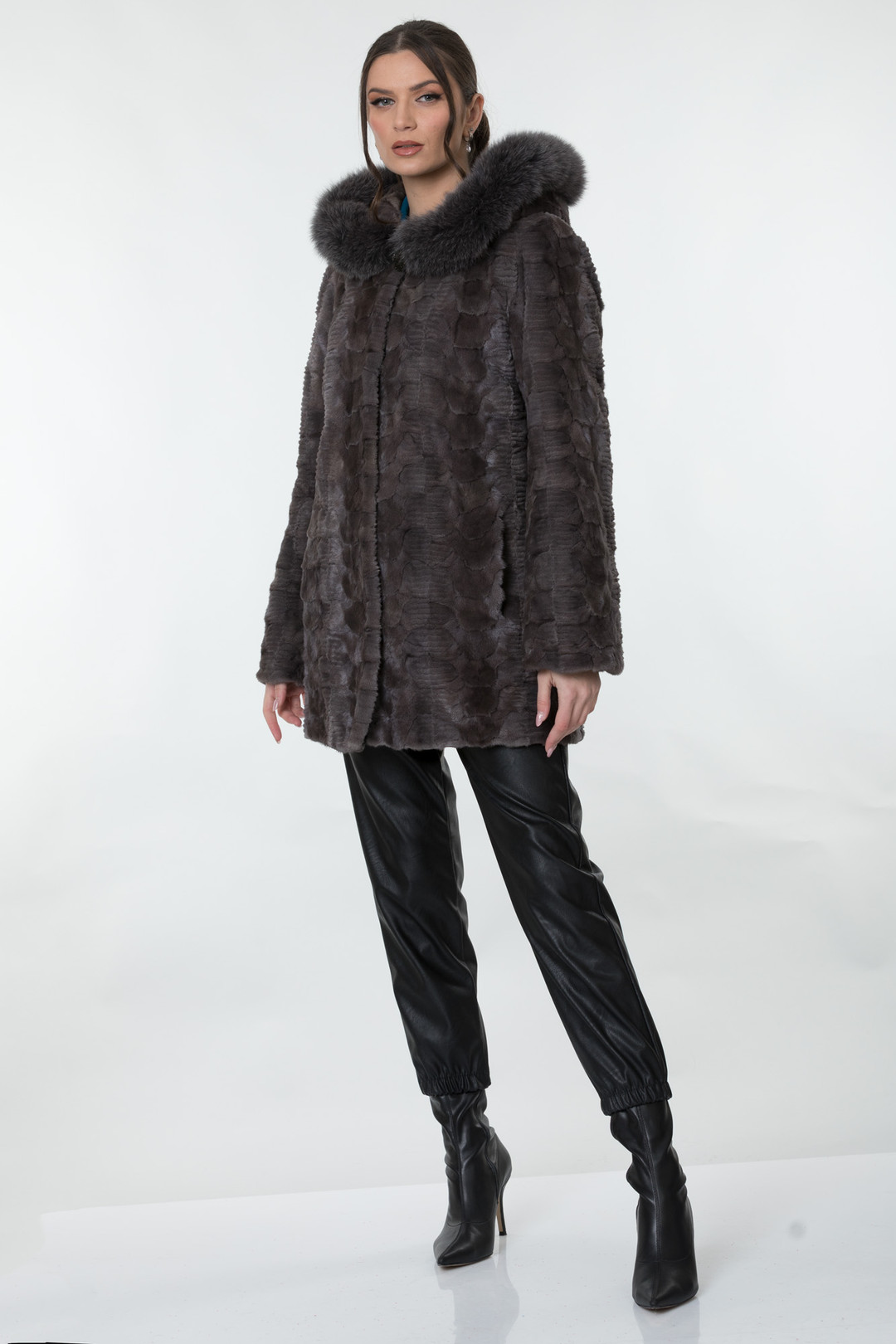 Sapphire Sculpted Mink Fur Coat