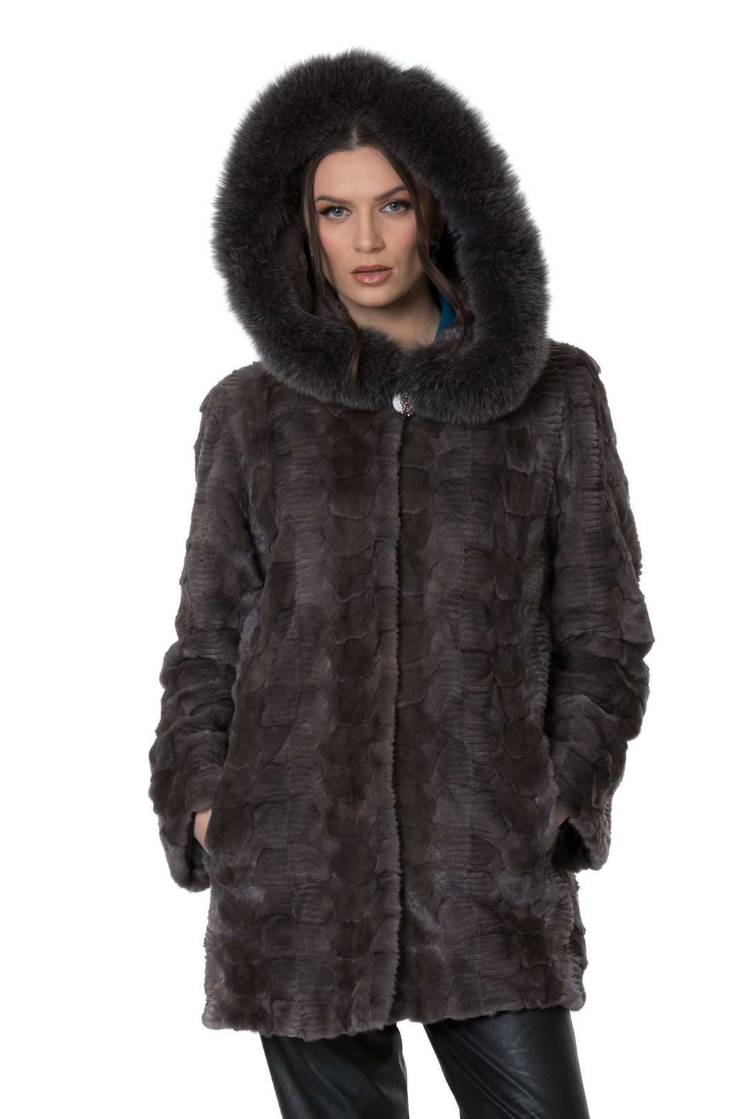 Sapphire Sculpted Mink Fur Coat