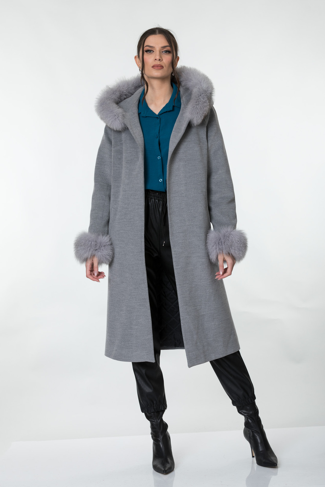 Gray Cashmere Fox Coat Livia SIZES S/M Gray Cashmere Fox Coat Livia SIZES S/M