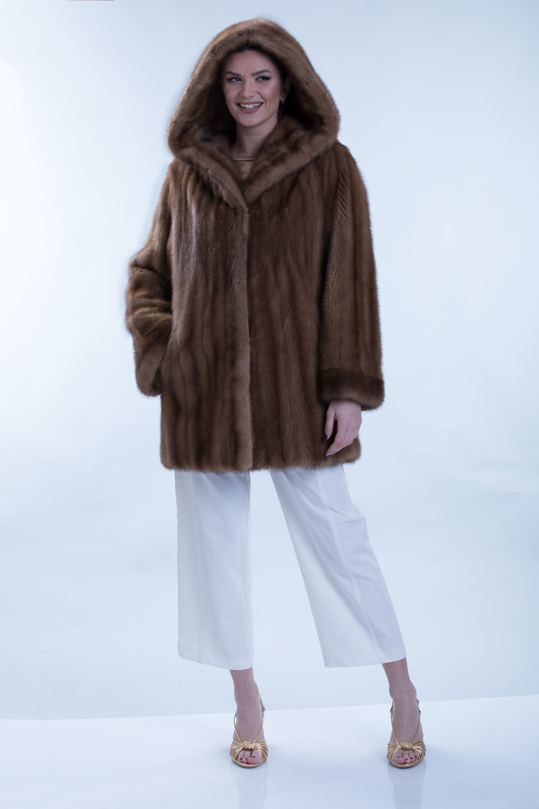 Hooded Brown Mink Coat Nia Hooded Brown Mink Coat Nia