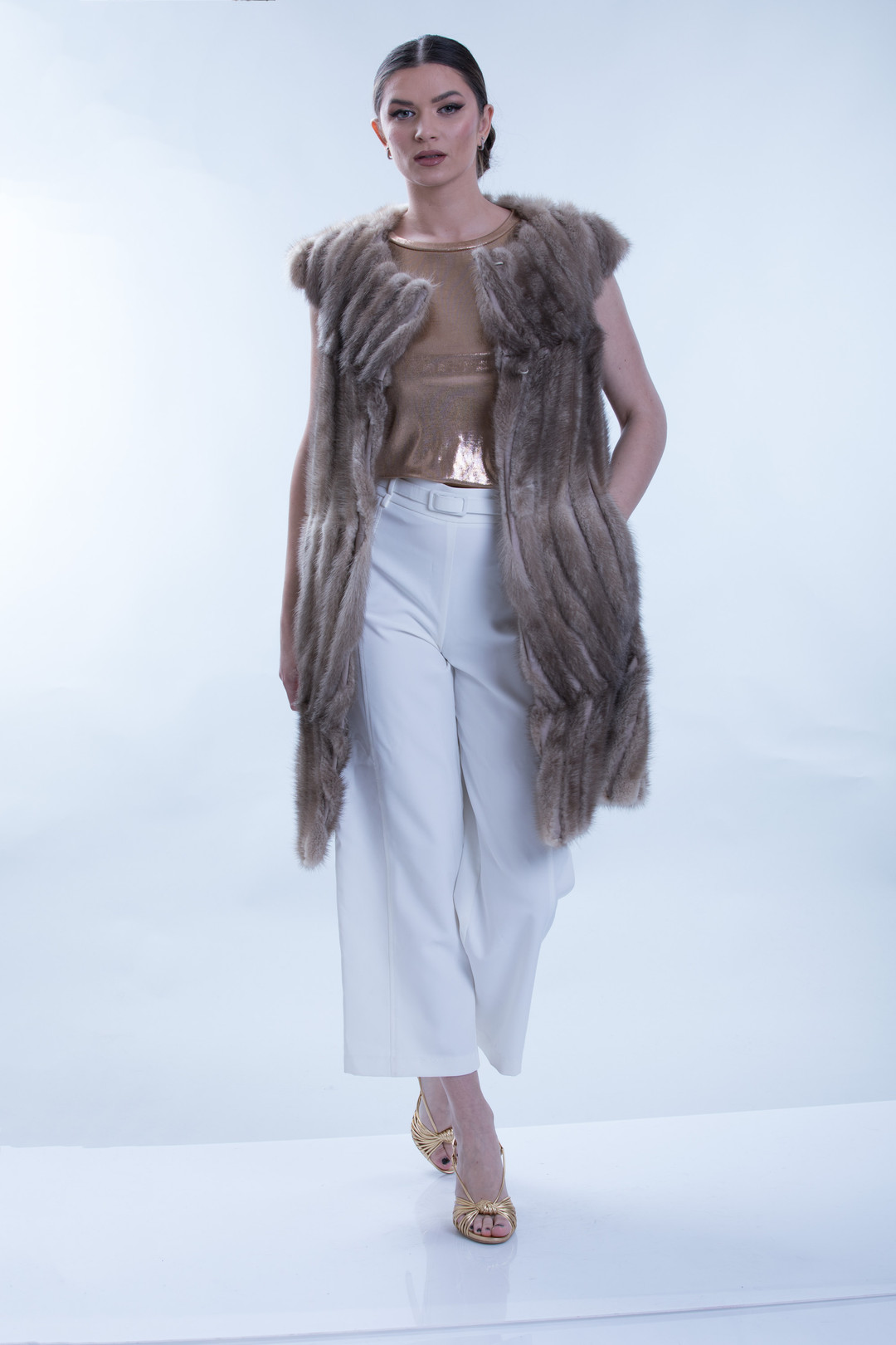 Long Brown Mink Vest Zahara