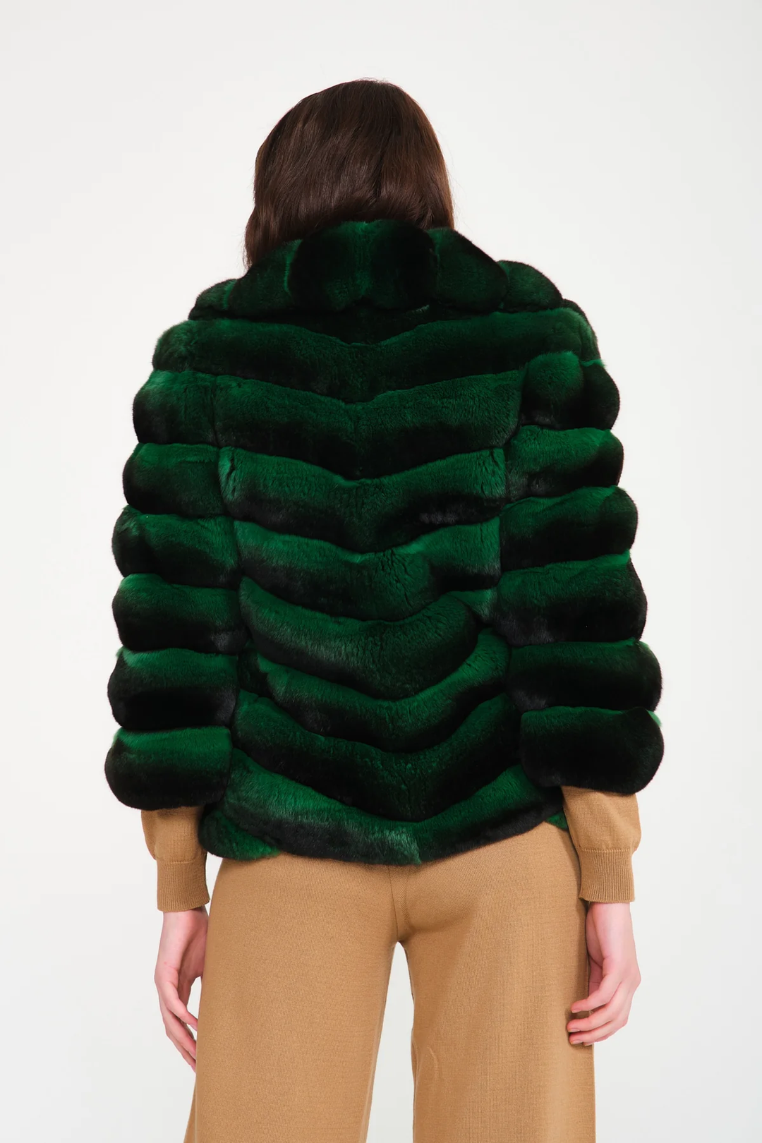 Dark Green Chinchilla Fur Jacket  Arvid