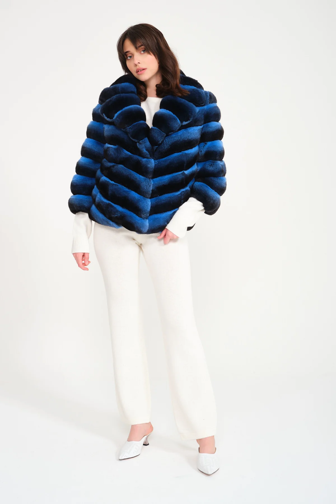 Blue Chinchilla Jacket Alina
