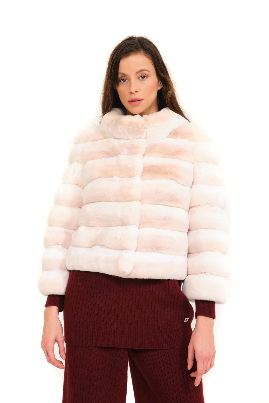 Peach Chinchilla Jacket Kierstin