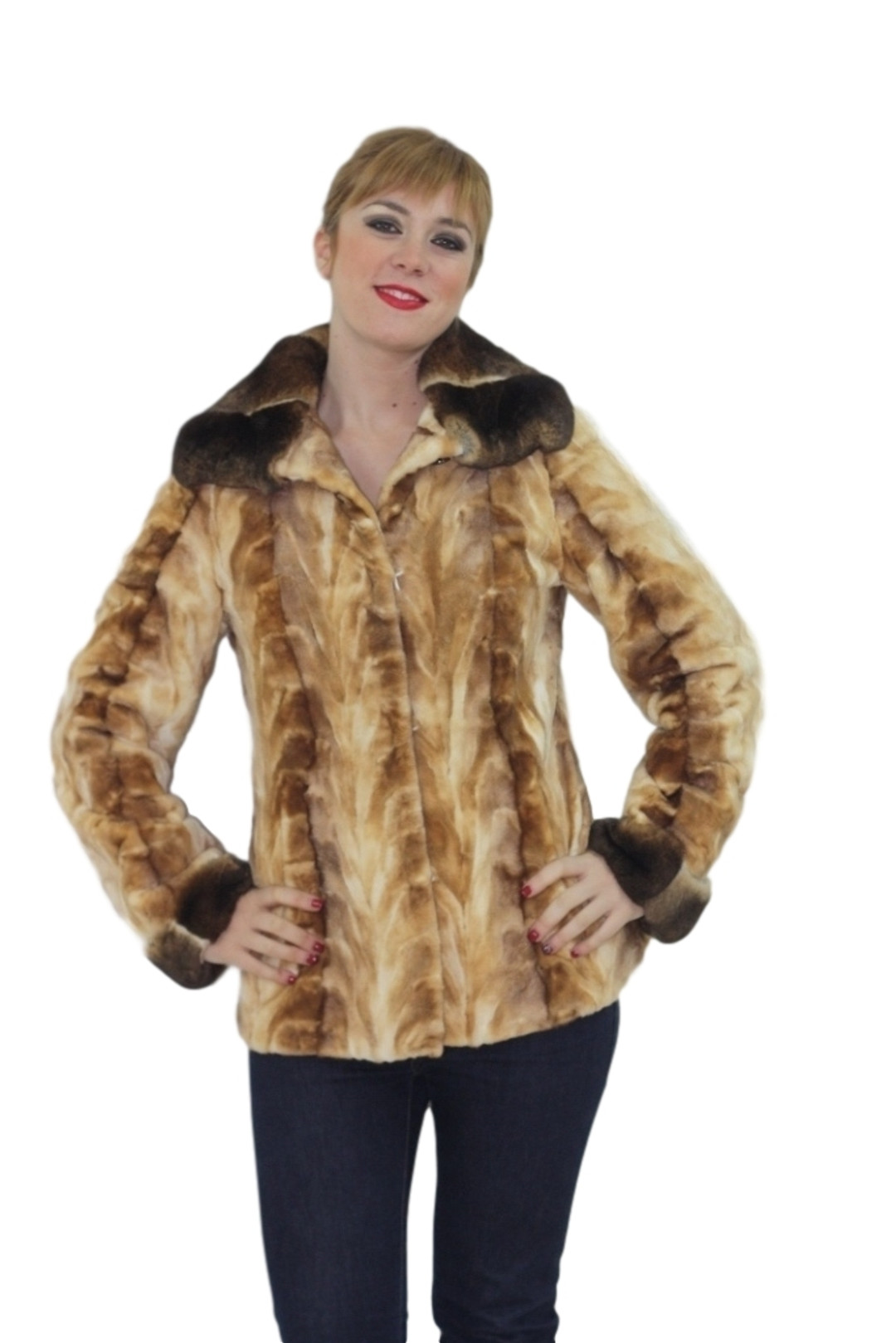 Mink Fur Jacket Chinchilla Collar & Cuffs
