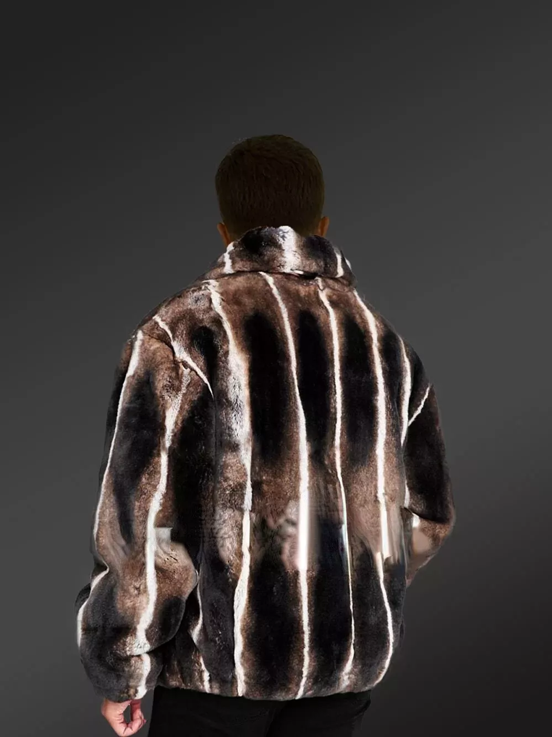 Men's Brown Rex Bomber Jacket Rear View Men's Brown Rex Bomber Jacket Rear View