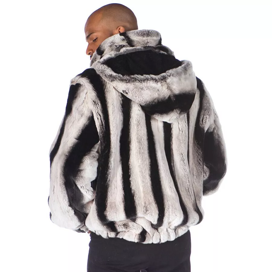 Men's  Rex  Chinchilla Bomber Jacket  Back view